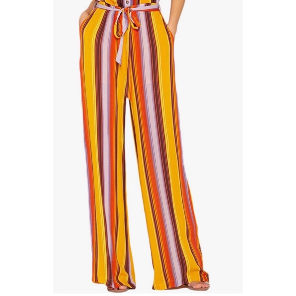 Miss Me Multi Stripe Wide Leg Pants Medium